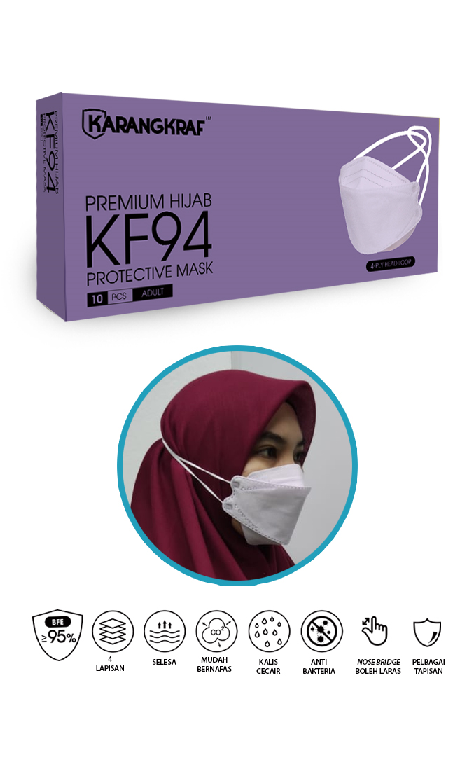 Karangkraf KF94 Face Mask 4ply (Purple) (HeadLoop) - 10pcs&w=300&zc=1