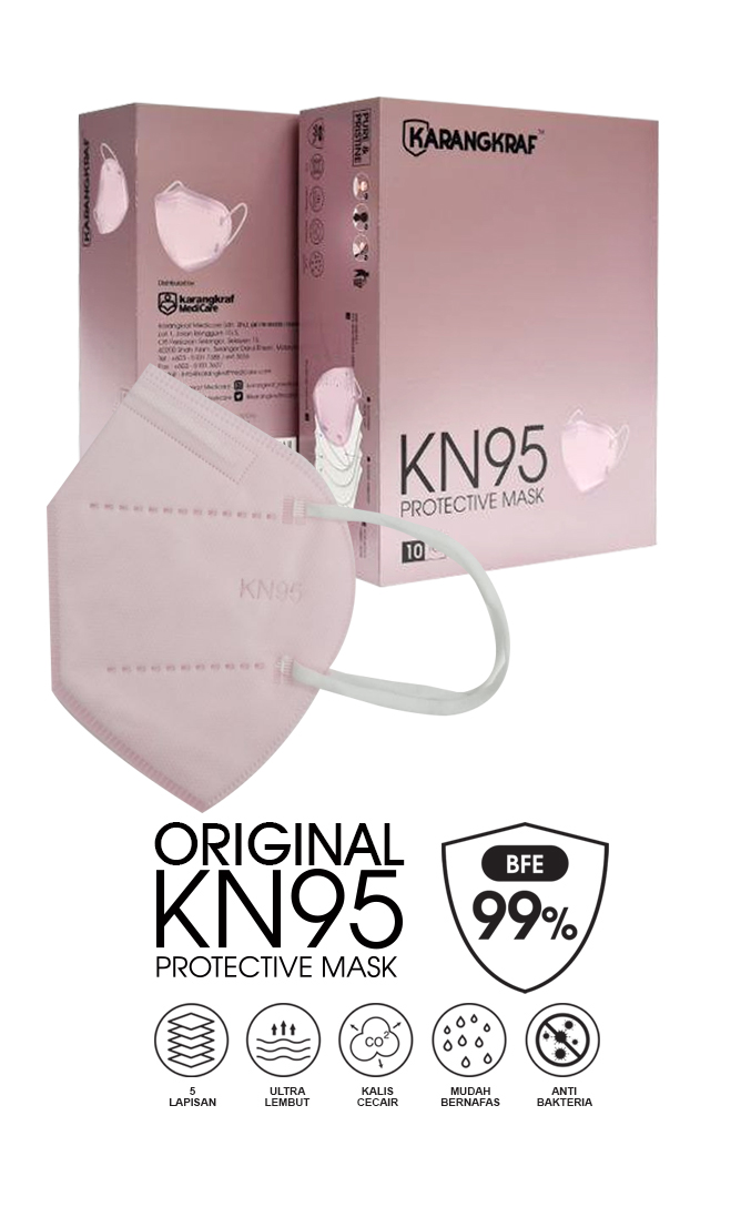 Karangkraf KN95 Medical Protective Face Mask 5ply (Pink) (Earloo&w=300&zc=1