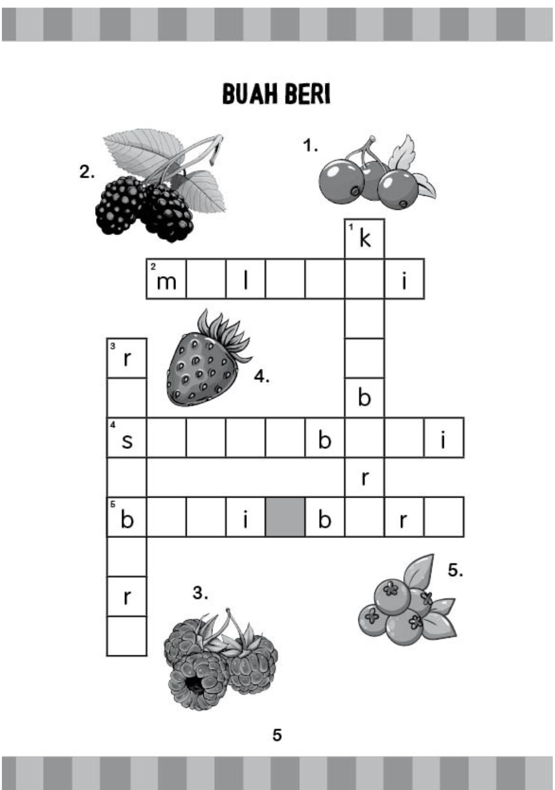 Teka Silang Kata Bergambar: Buah dan Sayur