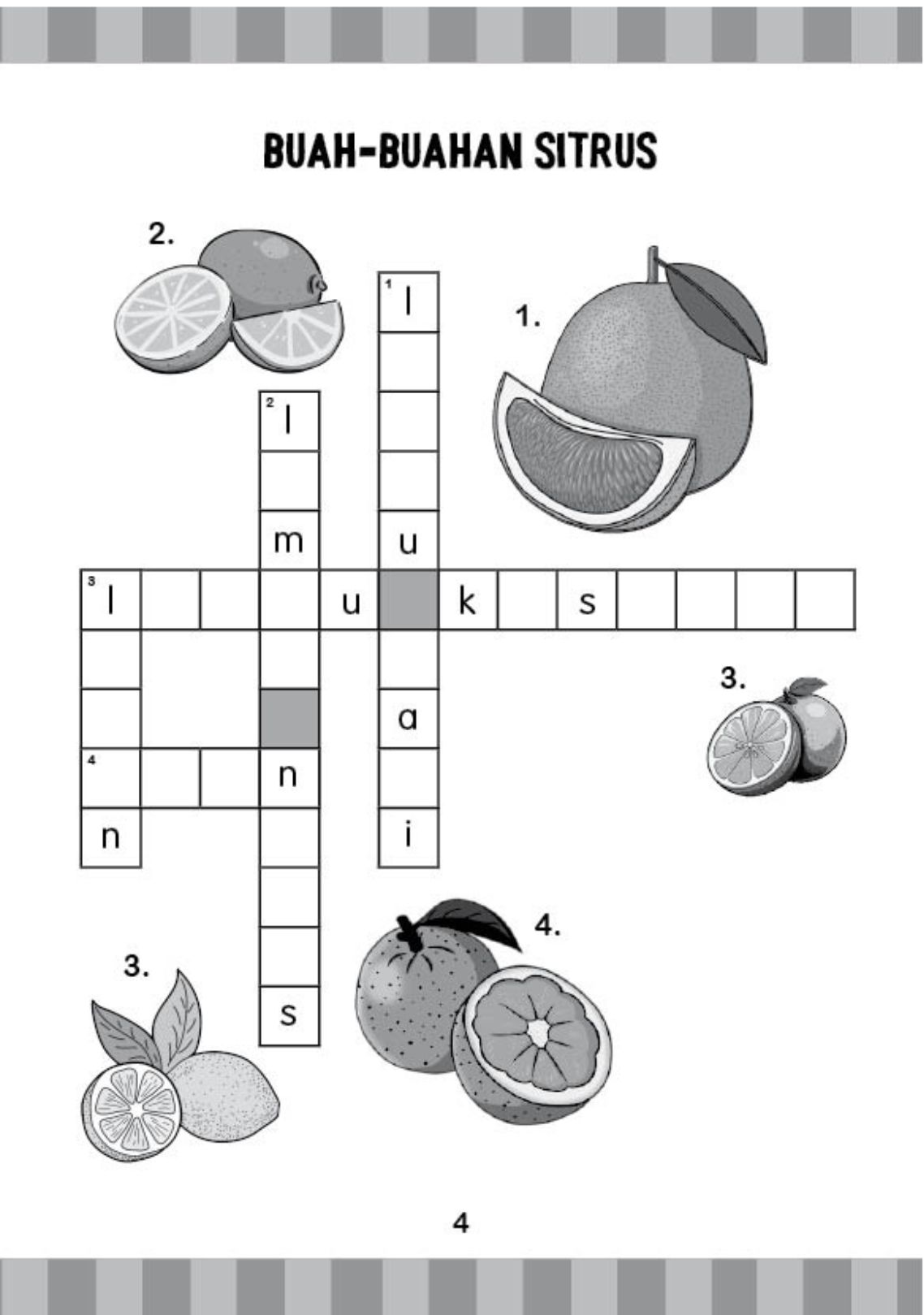 Teka Silang Kata Bergambar: Buah dan Sayur