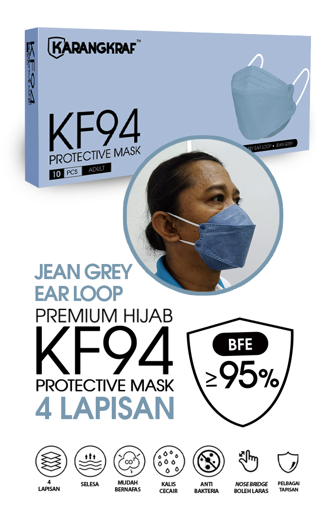 Karangkraf KF94 Face Mask 4ply (Jean Grey) (EarLoop) - 10pcs&w=300&zc=1
