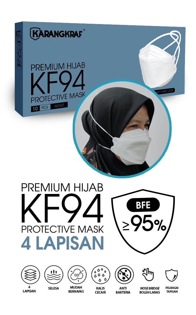 Karangkraf KF94 Face Mask 4ply (White) (HeadLoop) - 10pcs&w=300&zc=1