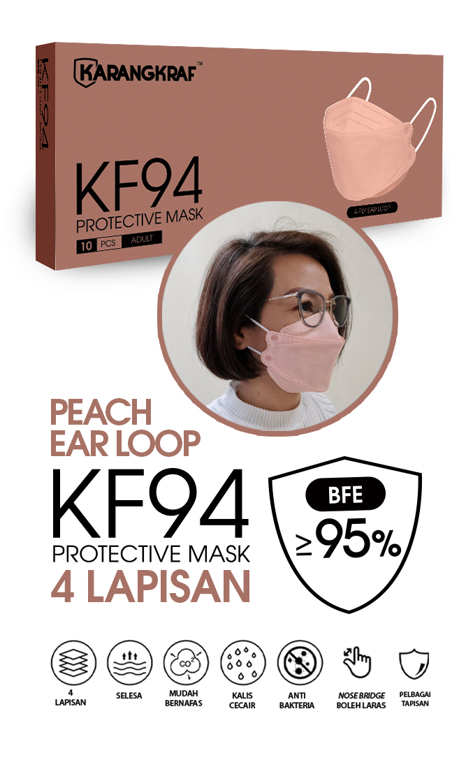 Karangkraf KF94 Face Mask 4ply (Peach) (EarLoop) - 10pcs&w=300&zc=1
