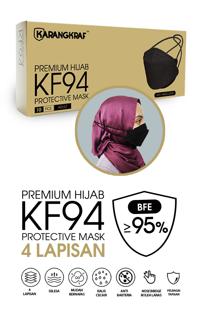 Karangkraf KF94 Face Mask 4ply (Black) (HeadLoop) - 10pcs&w=300&zc=1