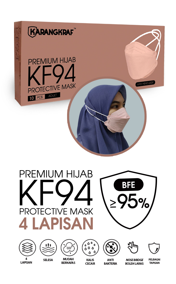 Karangkraf KF94 Face Mask 4ply (Peach) (HeadLoop) - 10pcs&w=300&zc=1