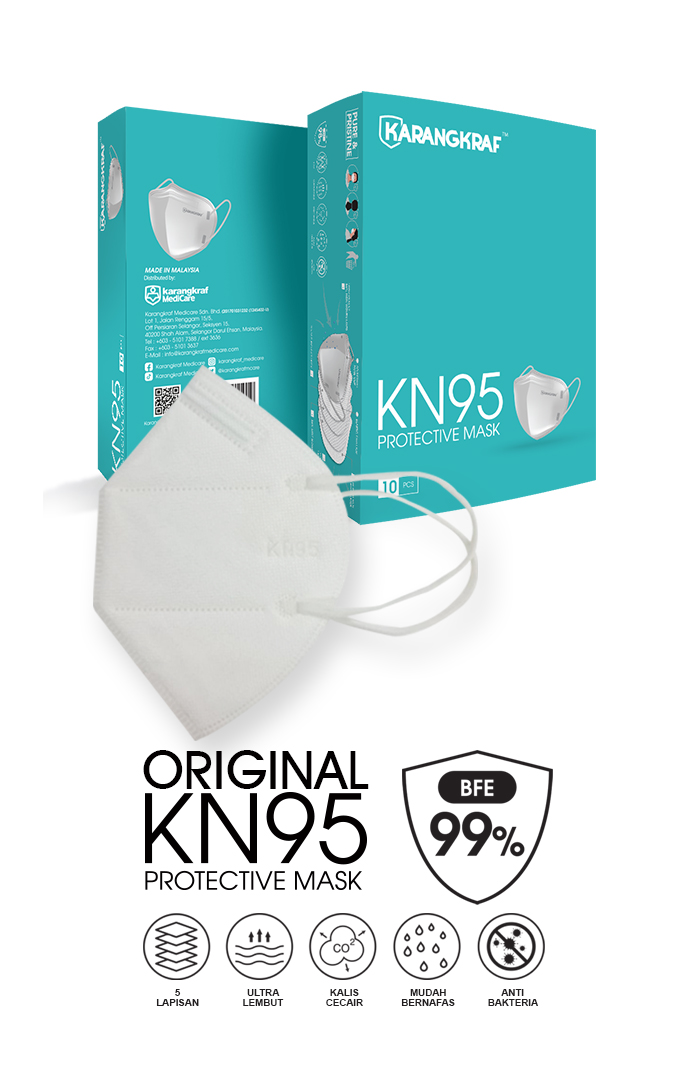 Karangkraf KN95 Face Mask 5ply (White) (Earloop) - 10pcs