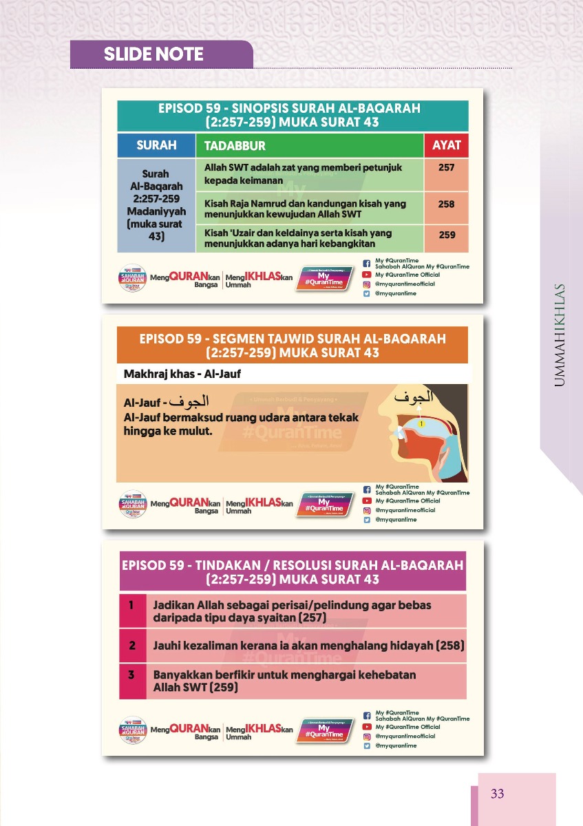 Nota My#QuranTime Juzuk 3