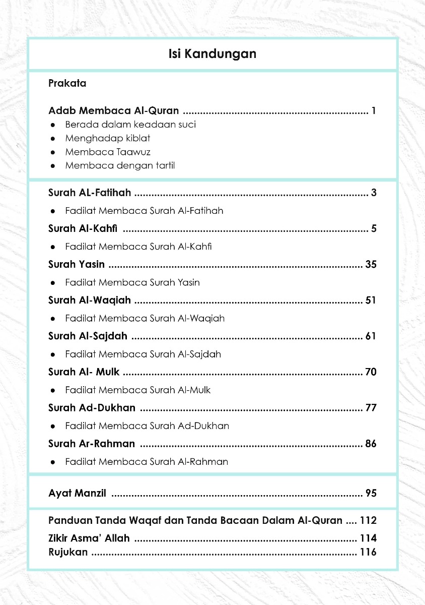 8 Surah Pilihan Amalan Harian