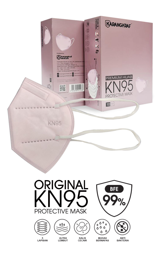 Karangkraf KN95 Medical Protective Face Mask 5ply (Pink) (HeadLo&w=300&zc=1